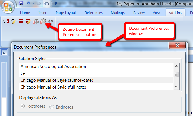 how to set up cite wihle you write endnote x9