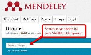 Image of Mendeley's group search box