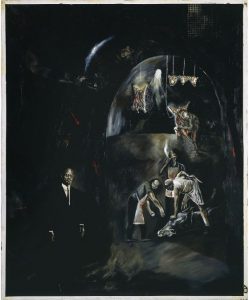 "Malcolm X and the Slaughterhouse" Sue Coe, 1985. Hirshhorn Museum and Sculpture Garden.