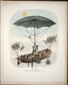 Moon Hoax illustration of aerial ship descending