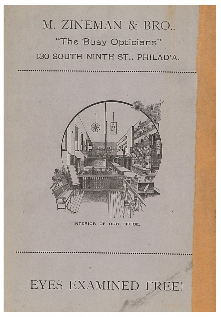 Interior view of the office of M. Zineman & Bro. shown in circa 1890 trade catalog