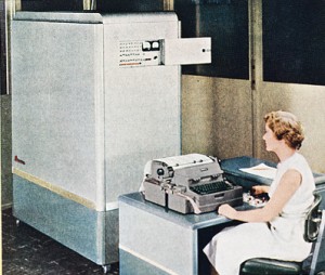 Computers ready for test and inspection at Computer Research factory Annual Report, The National Cash Register Company, 1953