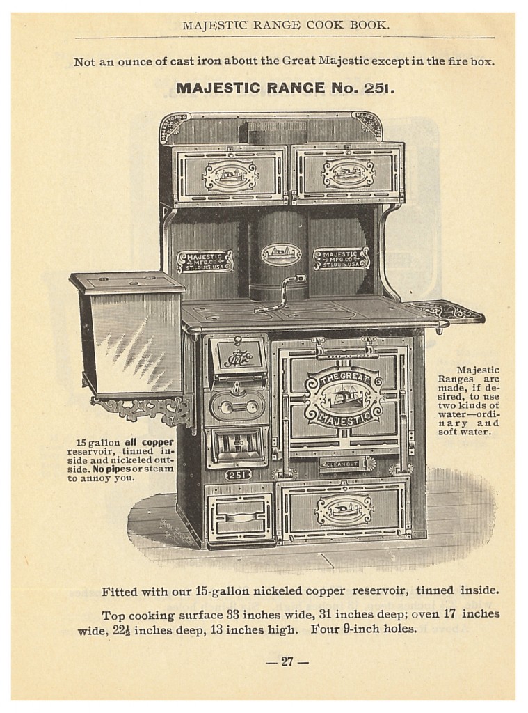 Majestic Range No. 251 shown in Majestic Cook Book