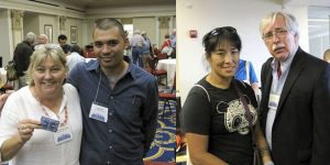 Left: Elizabeth Broman, Cooper-Hewitt Librarian and Pop-up artist Sam Ita. Right: Pop-up artist Colette Fu and Stephen Van Dyk, Cooper-Hewitt Branch Librarian