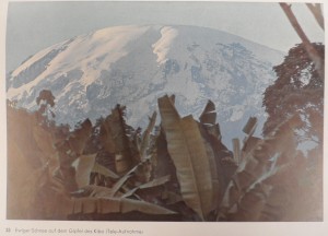 Perpetual snow on the peak of Kibo. [Kibo is one of three volcanic peaks of Mt. Kilimanjaro in Tanzania].