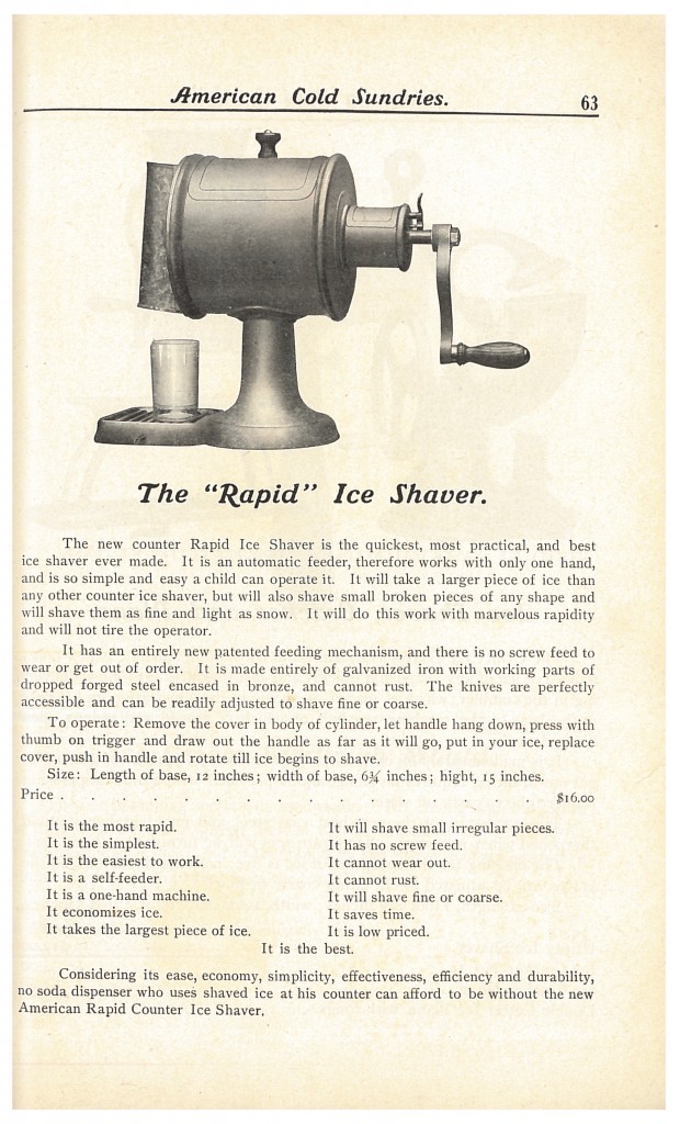 "Rapid" Ice Shaver for soda fountain