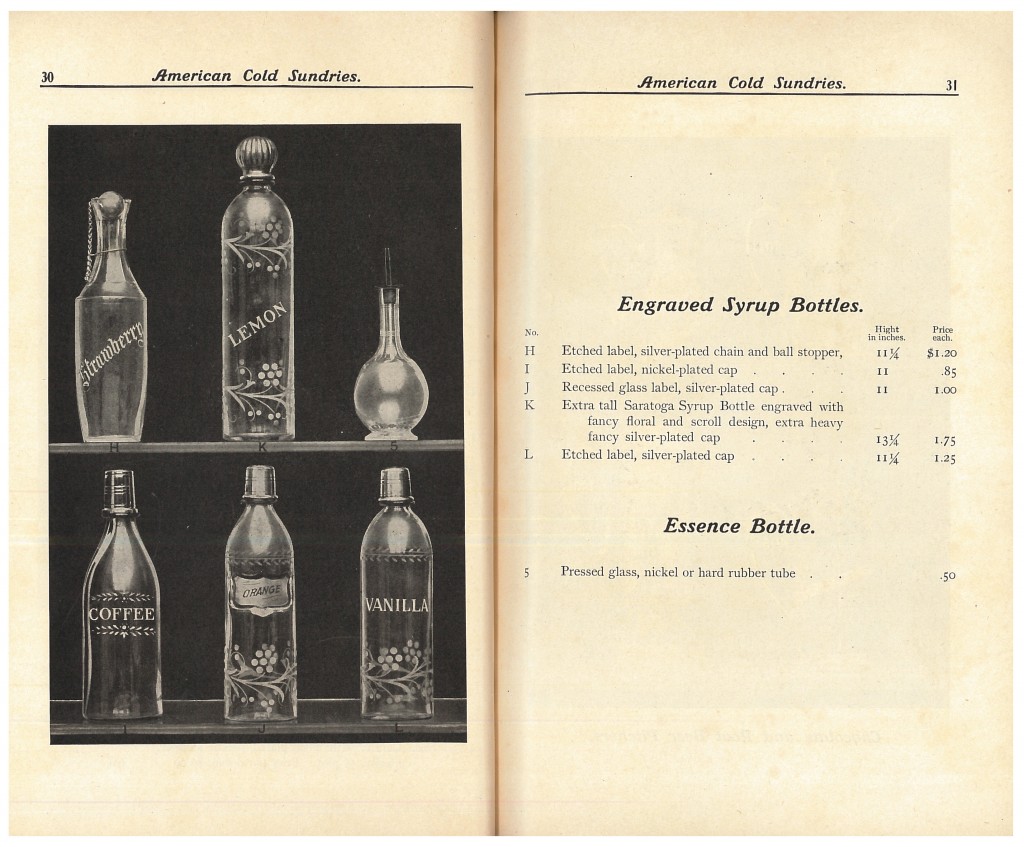 engraved syrup bottles and essence bottle for soda fountain