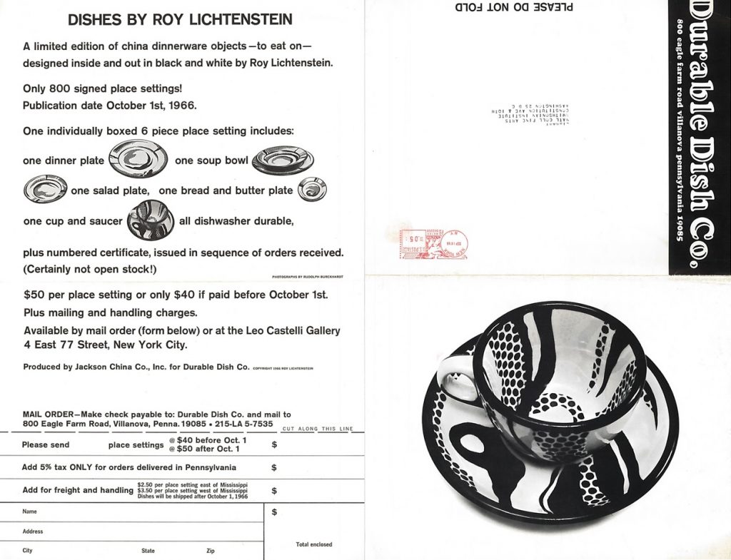 Order Form for Lichtenstein China Dinnerware, 1966-- AAPG 