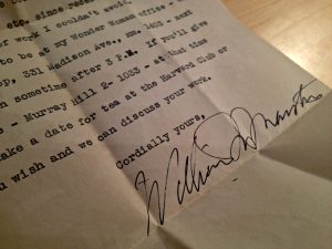 Marston's letter inviting Joy to interview for a Wonder Woman writing position.