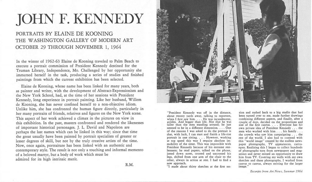 Announcement for an exhibition of portraits of JFK, 1964--AAPG  