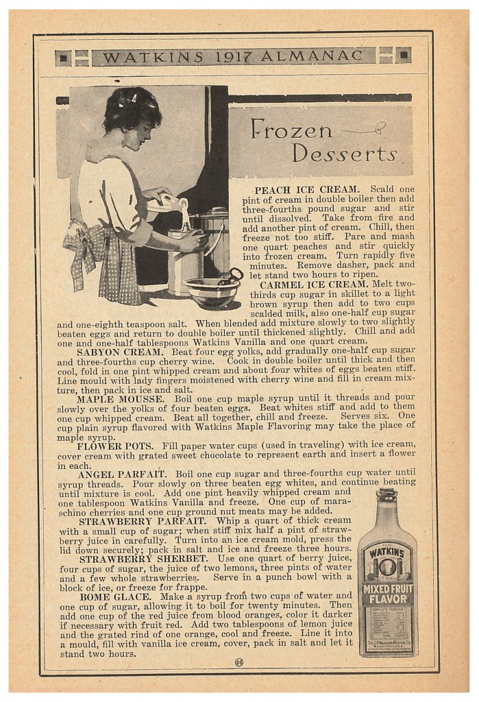 lady cooking in a kitchen and bottle of Watkins Mixed Fruit Flavor