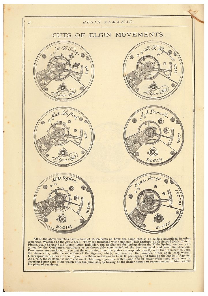 Cuts of Elgin watch movements