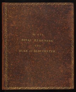 A mottled or speckled binding stamped with gilt lettering on Robert Seppings’ On a new principle of constructing His Majesty’s ships of war (London, 1814) 