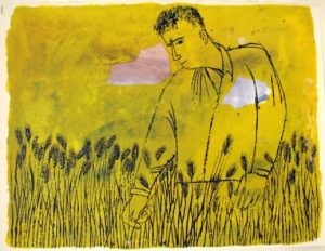 Yellow field. November twenty-six, nineteen hundred sixty-three by Wendell Berry, illustrated by Ben Shahn.