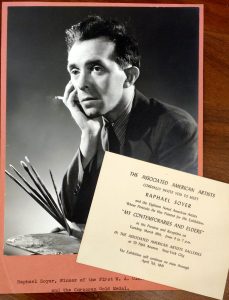 Photograph and invitation from the Raphael Soyer ephemera file