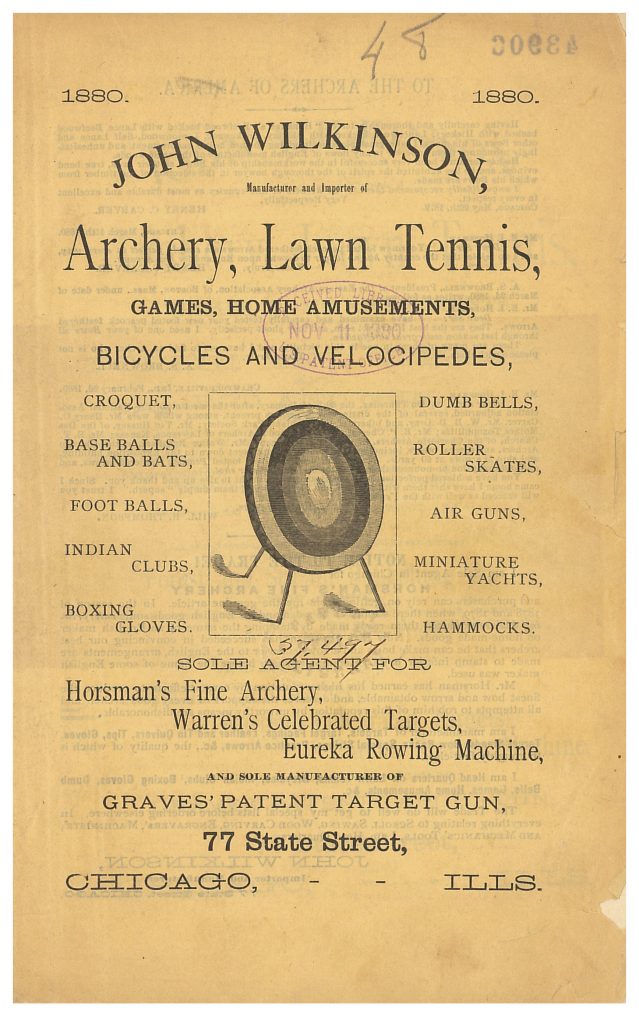 front cover of John Wilkinson catalog showing a target for archery