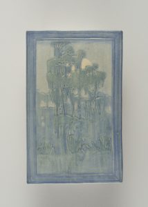 Newcomb pottery tile depicting tree covered in Spanish moss