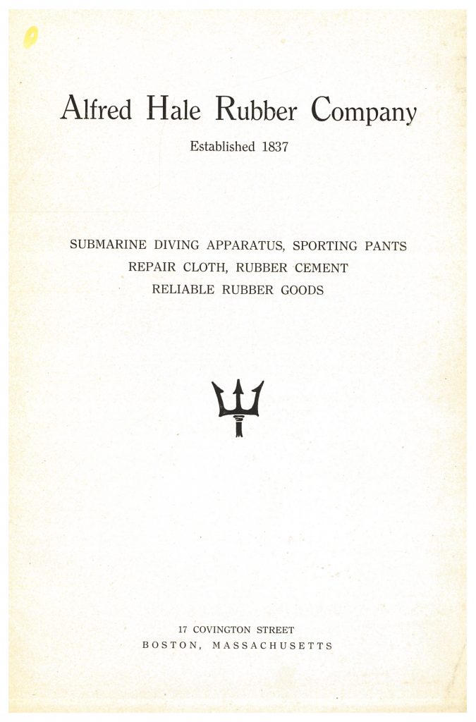 title page of Alfred Hale Rubber Co. Submarine Diving Dresses trade catalog