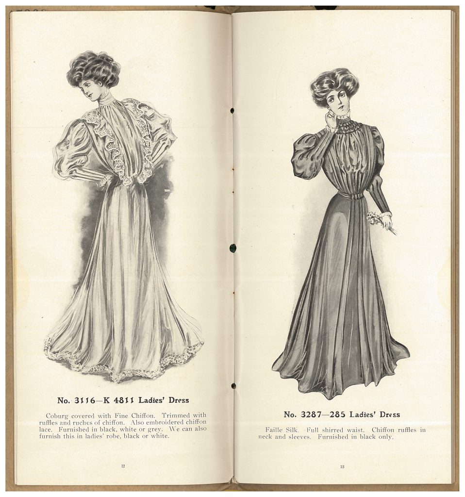 two ladies' dresses for burial garments