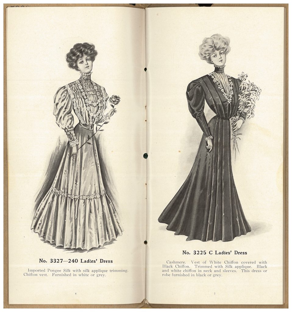 two ladies' dresses for burial garments