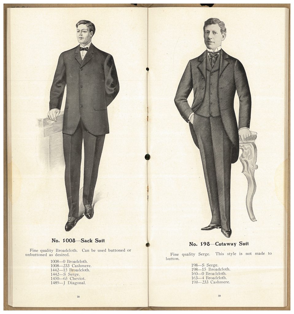 Men's Sack Suit and Cutaway Suit for burial garments