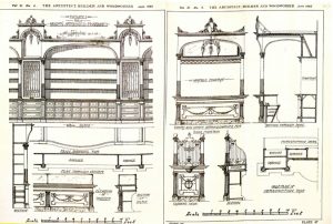 Builder and Woodworker. Fixtures and designs for a modern pharmacy. Vol. 31, no. 6. June, 1895. Plates 46, 47. NA1. A43 CHMRU