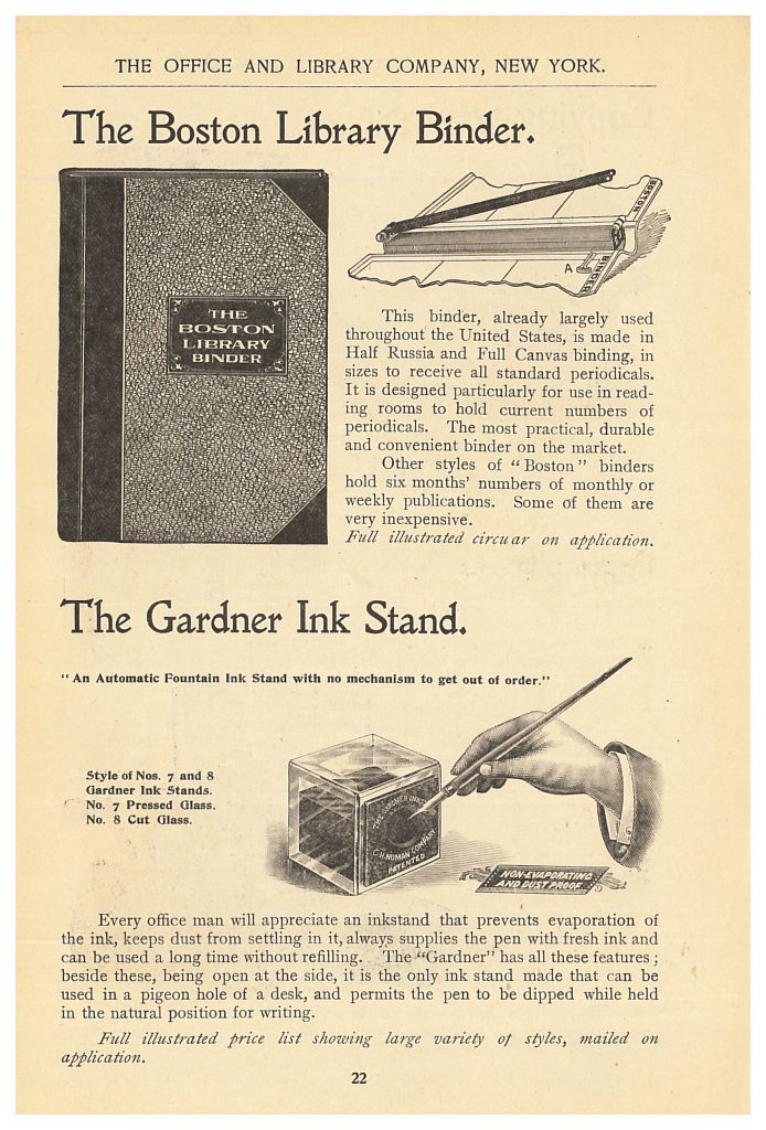 Boston Library Binder and Gardner Ink Stand.