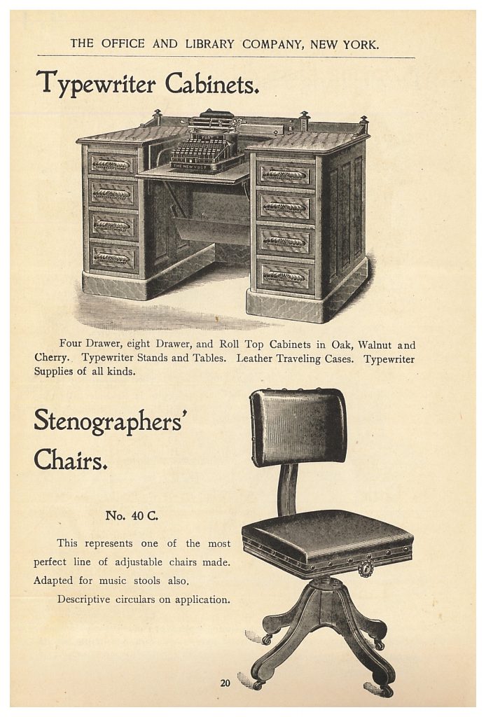 typewriter cabinet and stenographers' chair