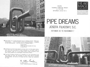 Inside of exhibition pamphlet for "Pipe Dreams" at The Art Image in All Media Gallery in New York in 1970.