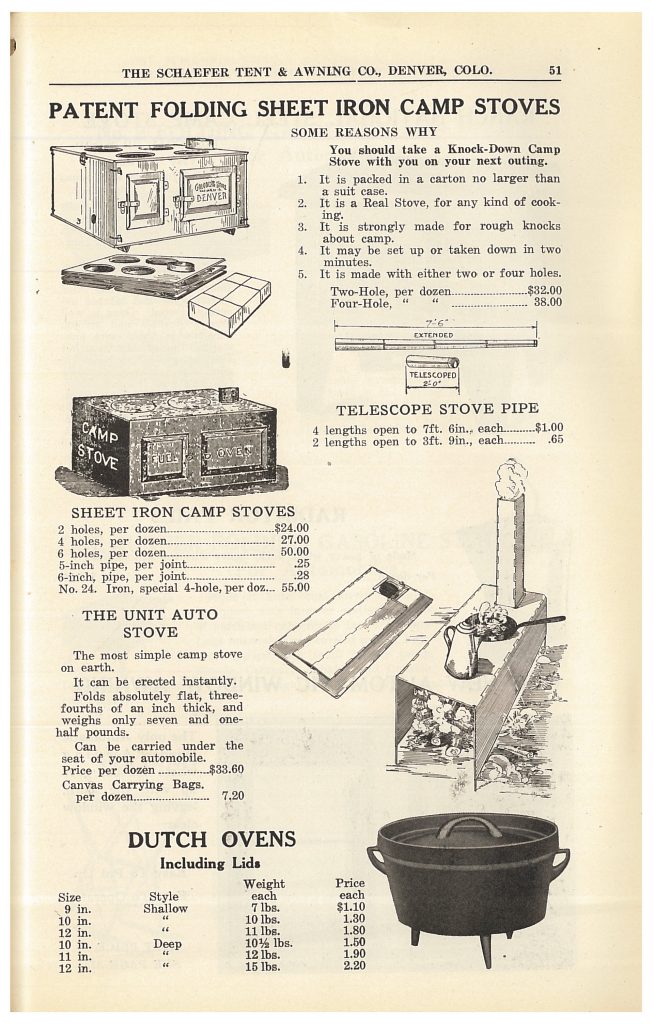 camp stoves and Dutch ovens