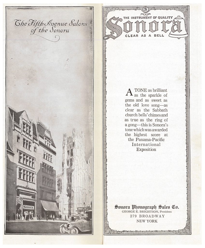 title page of catalog (left page shows a street scene with the Sonora building)