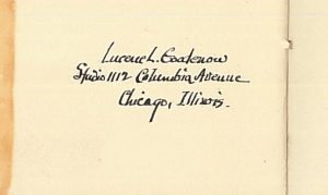 Detail of studio address in 1924 pamphlet about Lucene Goodenow ivory portraits.