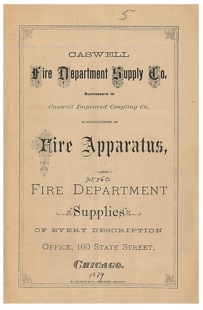 front cover of Caswell Fire Department Supply Co. trade catalog