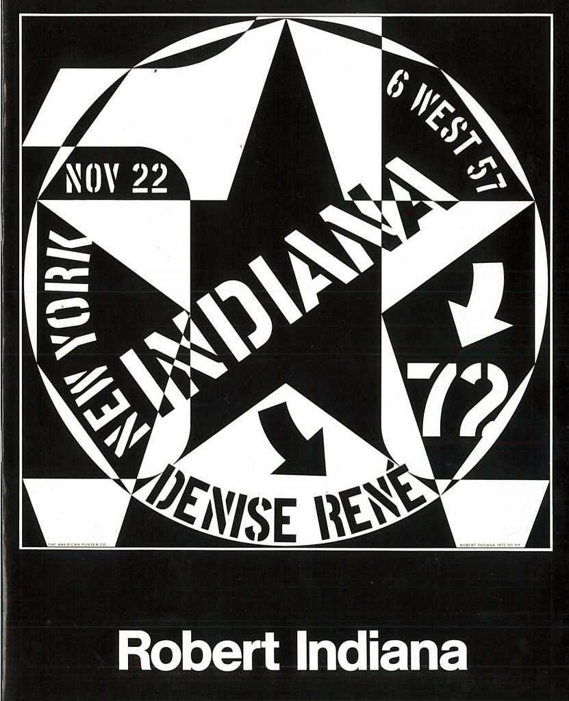 Cover of the catalogue of the Robert Indiana show at Galerie Denise René in New York from November to December 1972. 