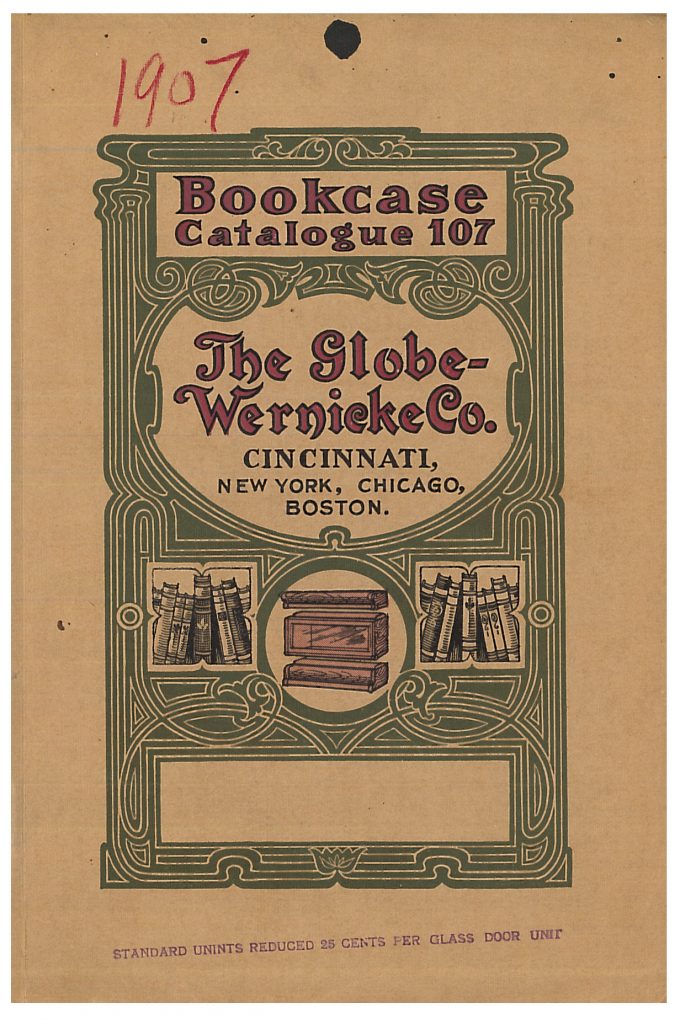 front cover of catalog showing books and a portion of a sectional bookcase