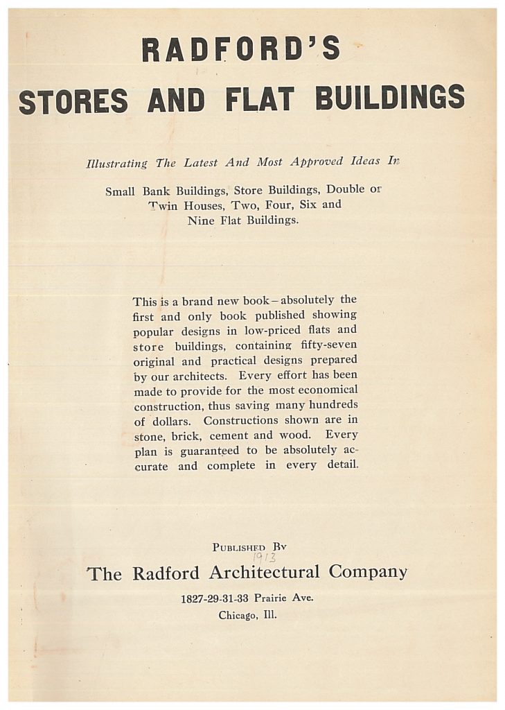 title page of Radford's Stores and Flat Buildings 1913 trade catalog