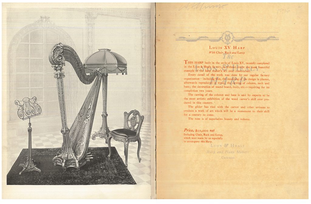 Louis XV Harp with Chair, Rack, and Lamp