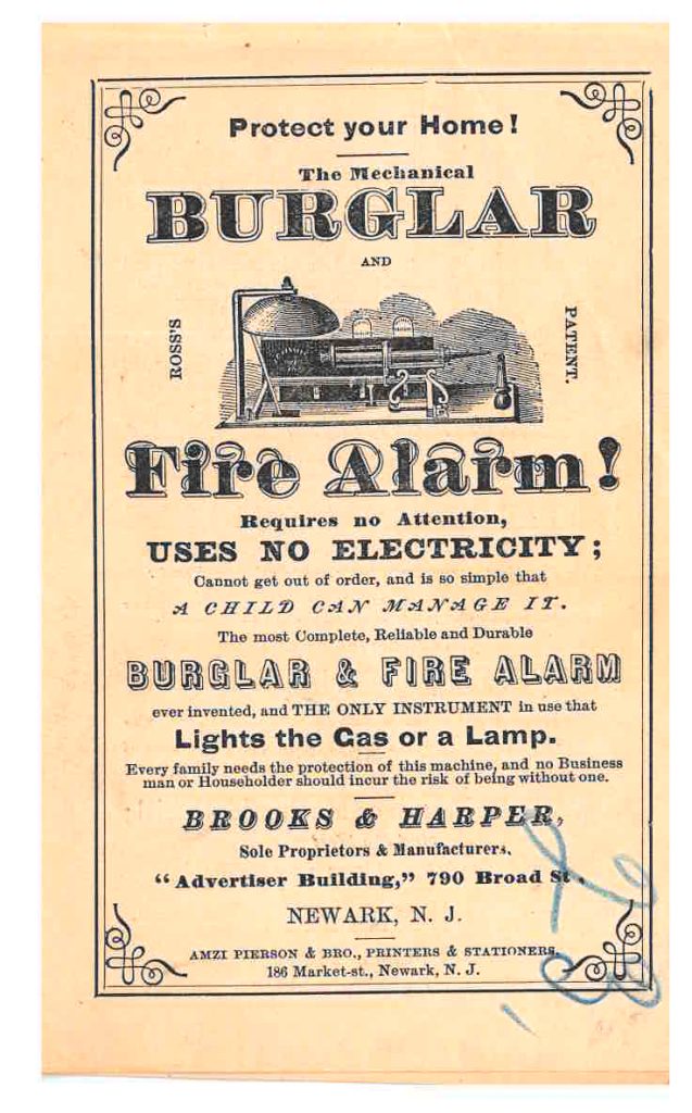 Mechanical Burglar and Fire Alarm shown on front cover of catalog