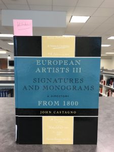 Originally slated for withdrawal, this book on nineteenth century European artists' signatures and monograms by John Castagno is being reevaluated due to a public patron's testimony to its worth.
