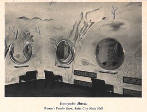 Image of a mural painted by Yasuo Kuniyoshi in the women’s powder room of Radio City Music Hall.