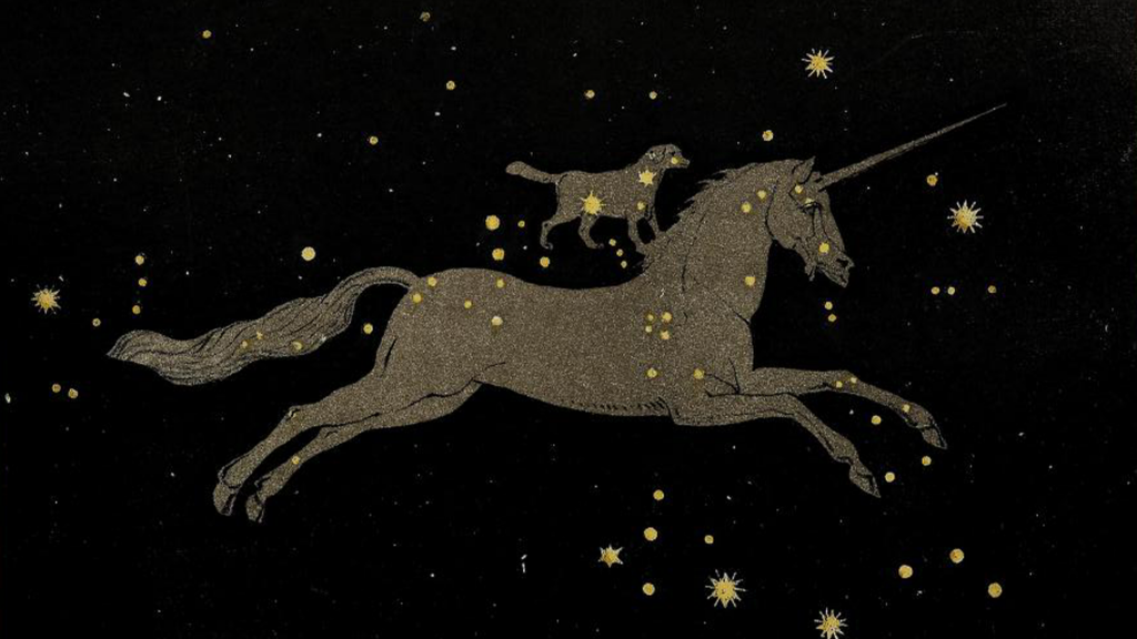 Pictorial depiction of constellations monoceros and canis minor