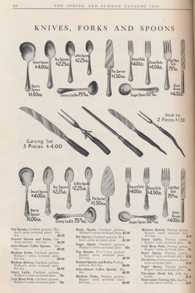 knives, forks, spoons, and serving utensils