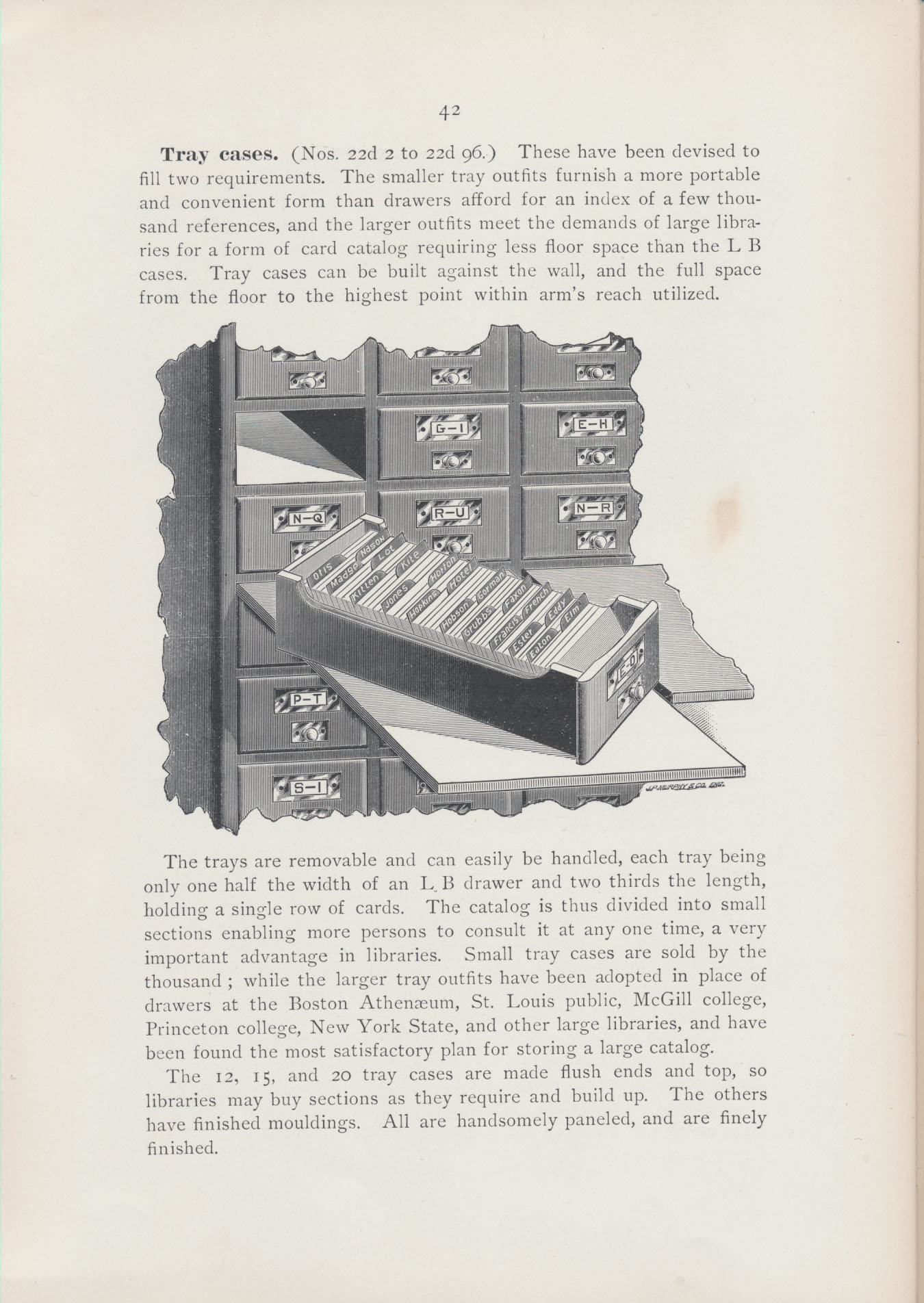 portion of card catalog showing tray removed from card catalog and resting on a slide