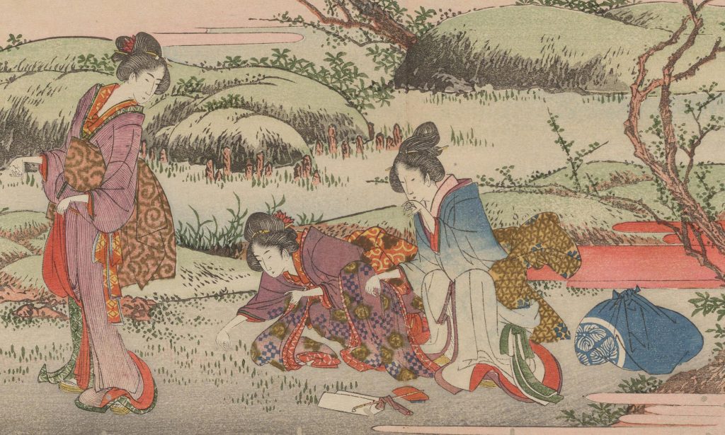 Women gathering spring herbs