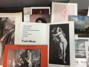 Photo of an array of ephemera for Frank Mason. This is an example of the type of materials Natalia Addison worked with during her internship.