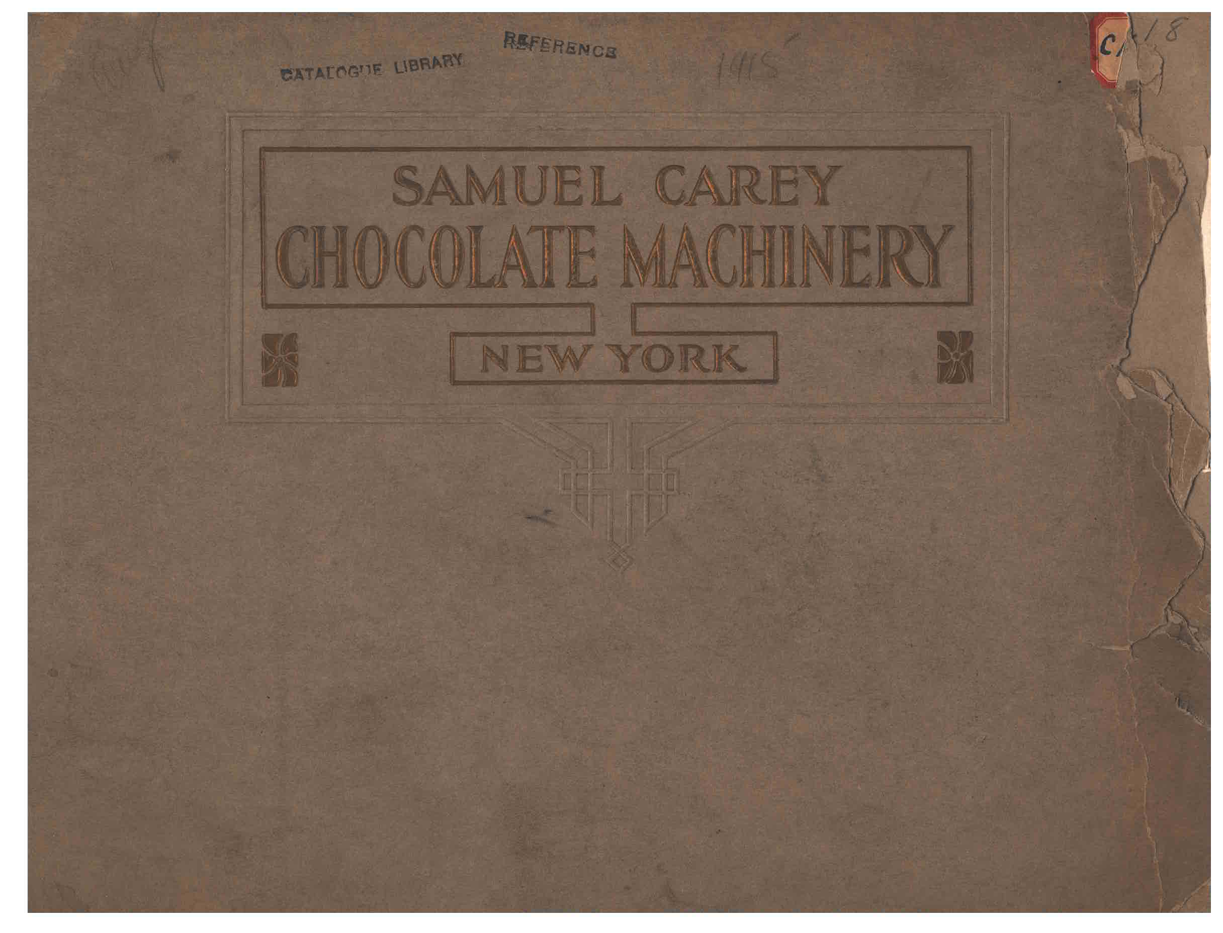 front cover of Saumel Carey Chocolate Machinery trade catalog