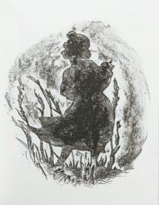 Black and white image of "Clara and baby" by Kara Walker, in Porgy and Bess