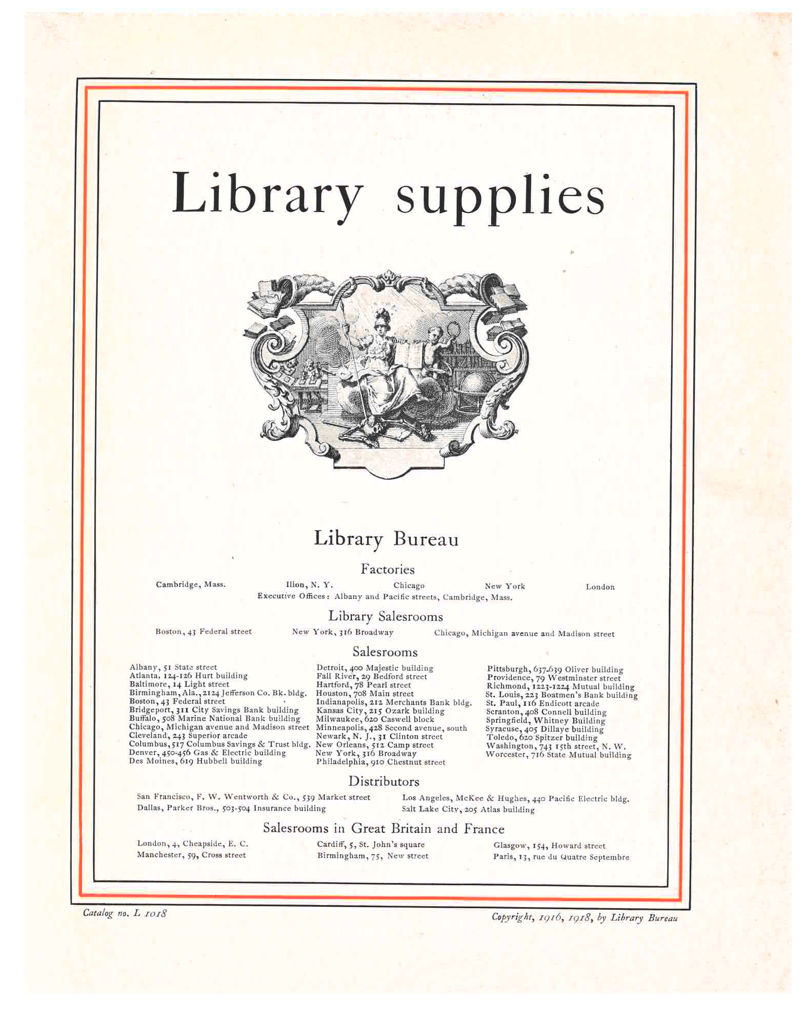 title page of Library Bureau trade catalog
