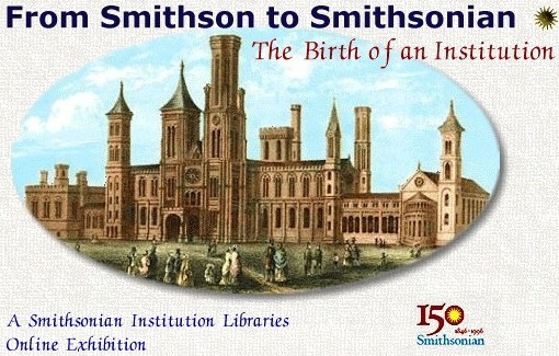 Screencapture of "From Smithson to Smithsonian: The Birth of an Institution" with illustration of Smithsonian Institution Building. 