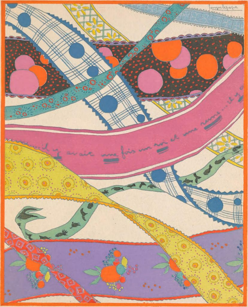 Colorful illustration of ribbons with various patterns.